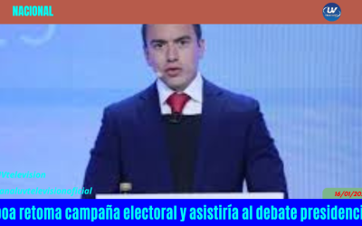 Noboa retoma campaña electoral y asistiría al debate presidencial  